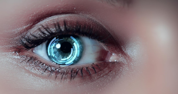 Macro immagine dell'occhio umano. tecnica mista
