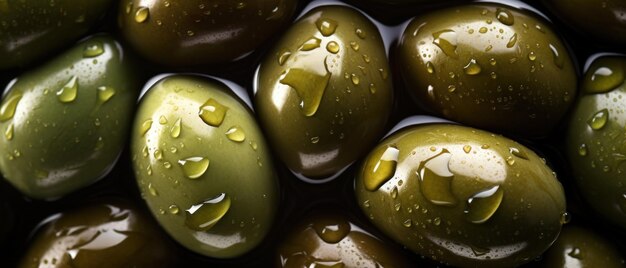 Macro image of an olive showcasing its intricate texture and rich green hue AI Generative