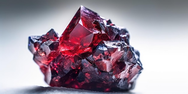 A macro image of spinel on a white backdrop