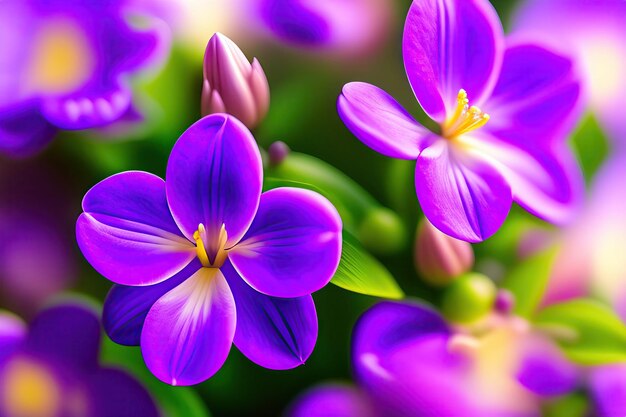Macro image of spring lilac violet flowers abstract soft floral background digital artwork