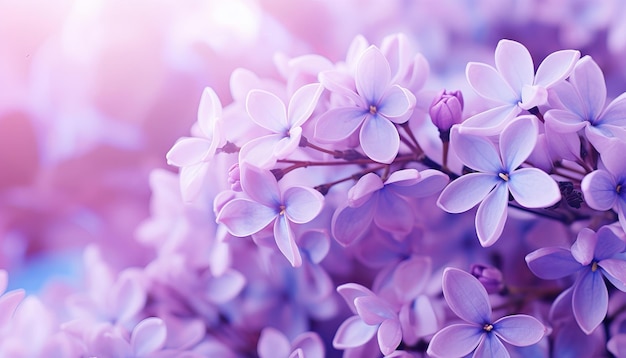 春のライラック紫の花のマクロ画像