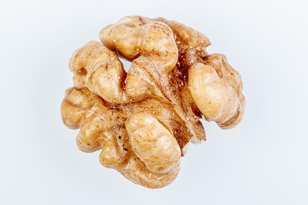 Macro juglandaceae nuts walnut on a white background