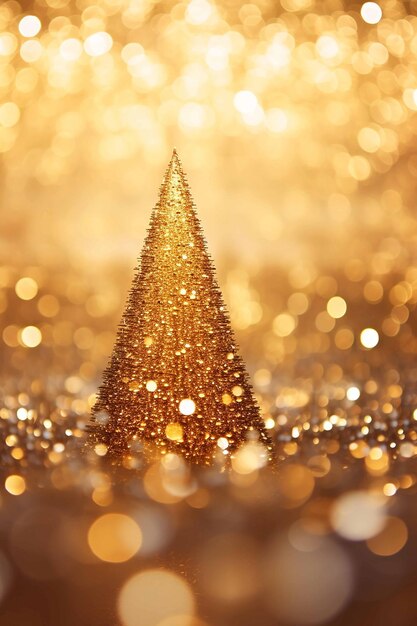 Foto macro kerstboom achtergrondbanner gouden verlichting concept