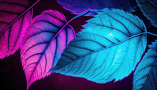 Macro leaves background Bright expressive colorful with Generative AI Technology