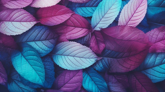 Макро листья фоновой текстуры синий бирюзовый розовый