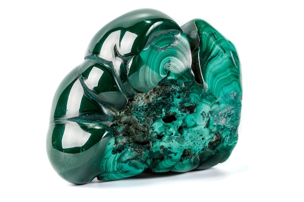 Macro Malachite mineral stone on white background