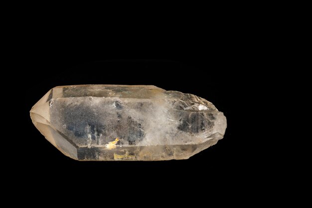 Macro mineral quartz stone on a black background