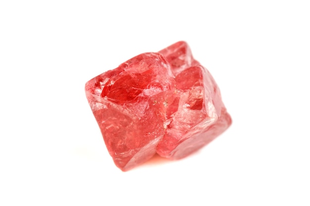 Macro mineral spinel stone on white background