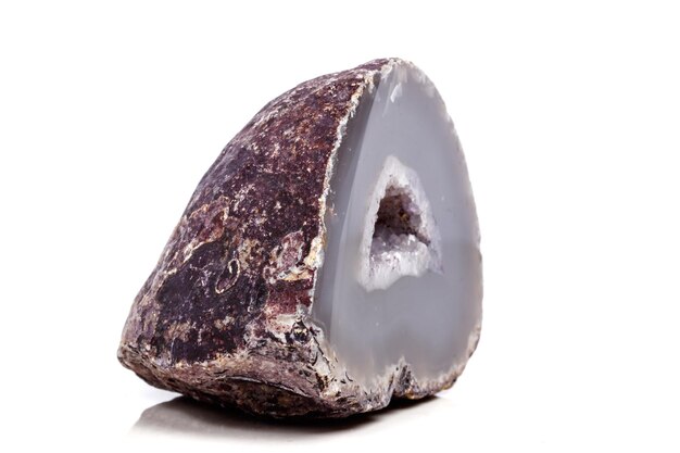 Macro mineral stone Agate breed a white background