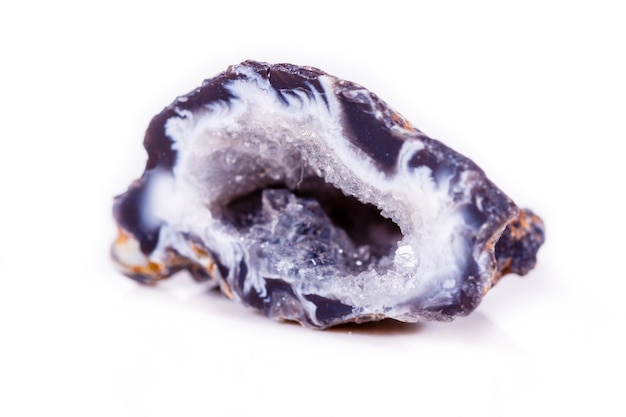 Macro mineral stone agate bud on white background