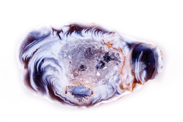 Macro mineral stone agate bud on white background