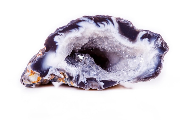 Macro mineral stone agate bud on white background