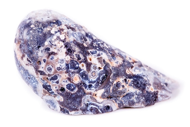 Macro mineral stone agate bud on white background