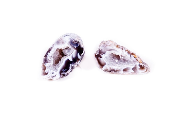 Macro mineral stone agate bud on white background