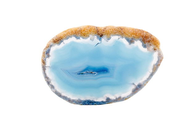 Macro mineral stone agate on a white background