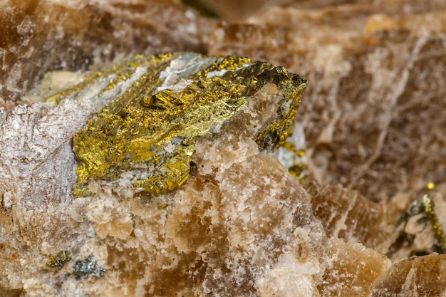 Macro mineral stone Barit Pyrit on a white background