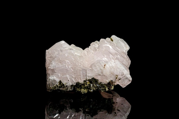 Macro mineral stone calcite black background