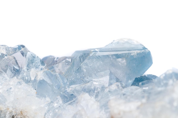 Macro mineral stone Celestine in the breed a white background