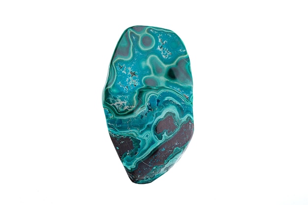 사진 흰색 배경에 매크로 미네랄 돌 chrysocolla