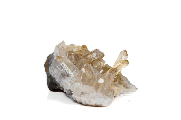 Macro Mineral Stone Crystals Citrine on a white background