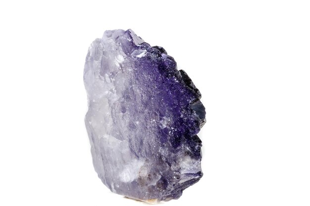 Macro mineral stone Fluorite on a white background