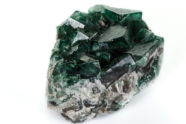 Macro mineral stone Fluorite white background