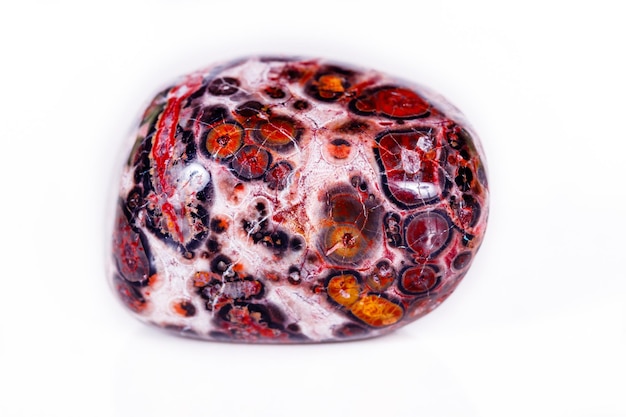 Macro mineral stone Jasper leopard on white background