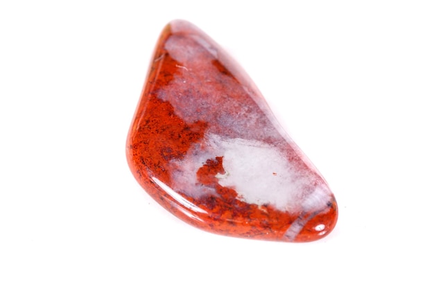 Macro mineral stone jasper on a white background