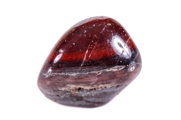 Macro mineral stone jasper on a white background