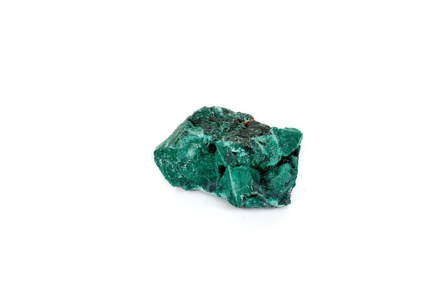 Macro mineral stone Malachite against white background