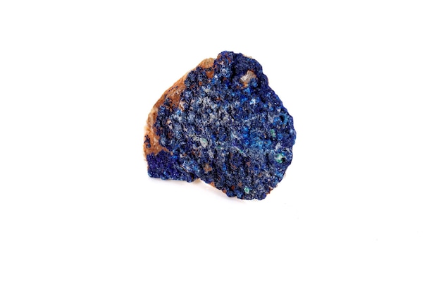 Macro mineral stone Malachite and Azurite against white background