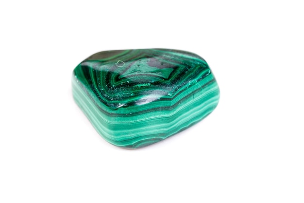 Macro mineral stone malachite on white background