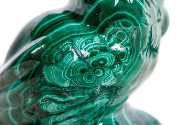 Macro mineral stone owl from malachite