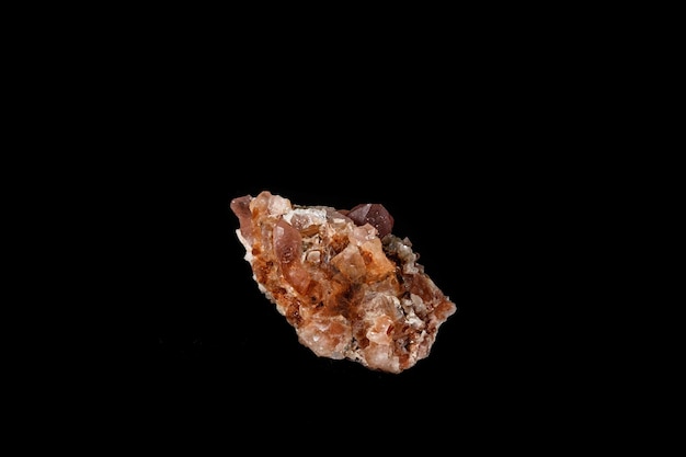 Macro mineral stone Pink Amethyst on a black background