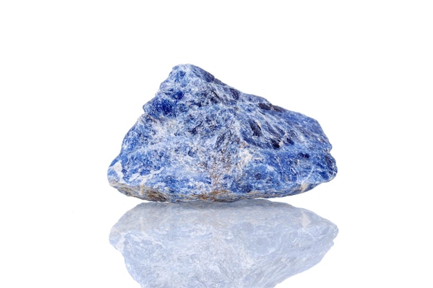 Macro mineral stone Sodalite on a white background