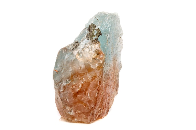 Macro mineral stone Topaz on a white background