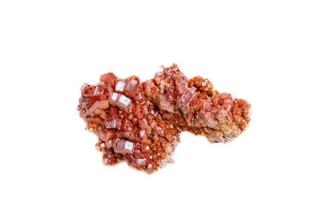 Macro mineral stone Vanadinite on a white background