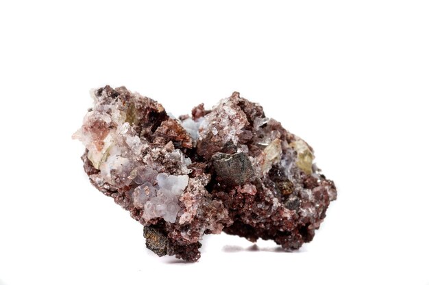 Macro mineral stonexAGolden Apatite on a white background