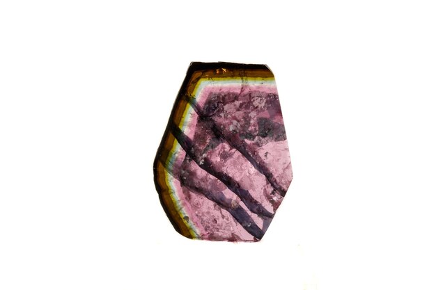 Macro mineral tourmaline stone on white background