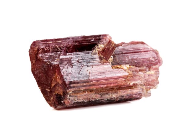 Macro mineral tourmaline stone on white background