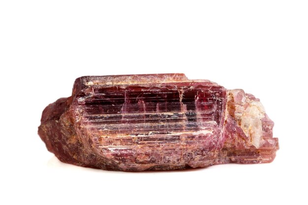 Macro mineral tourmaline stone on white background