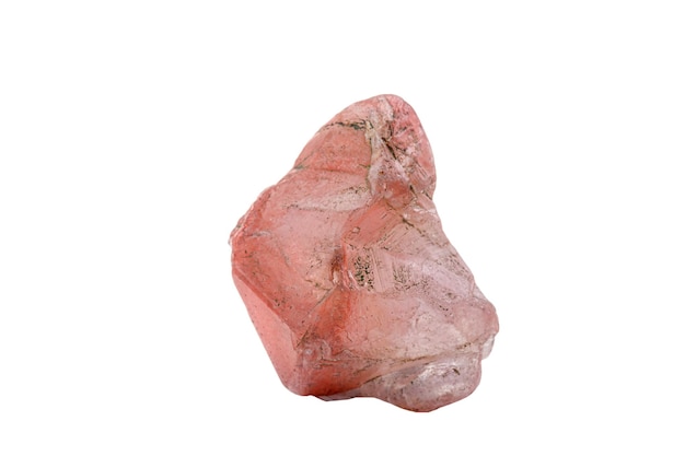 Macro minerale steen kwarts roze op een witte achtergrond