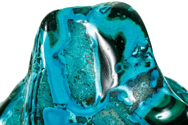 Macro minerale steen malachiet Chrysocolla op een witte achtergrond