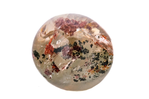 Foto macro minerale steen quartz aquarium op een witte achtergrond