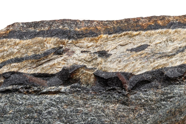 Macro minerale steen Snake eye in de rots een witte achtergrond
