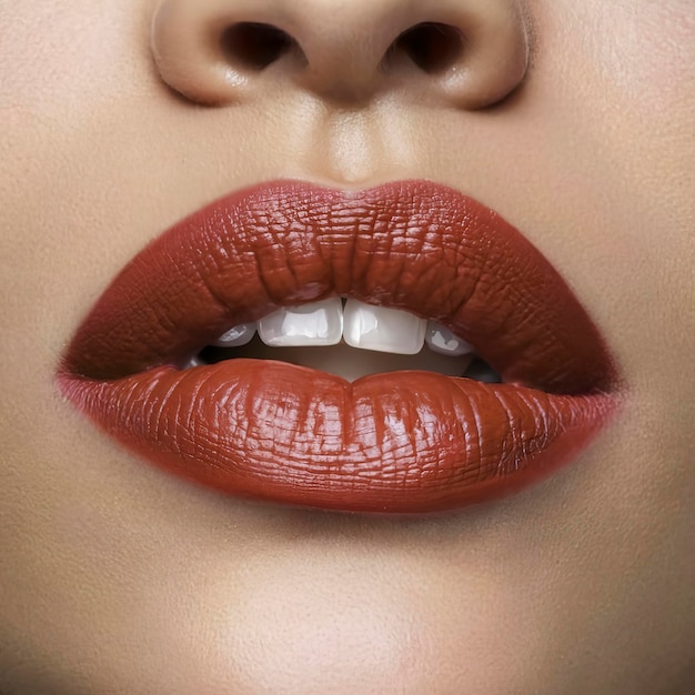 Macro multi colored lips one women