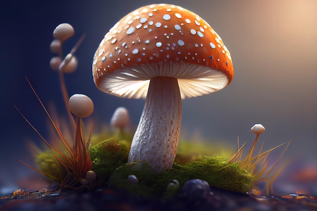 Macro of a mushroom Generative Ai