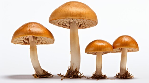 Macro mushrooms isolated on white background