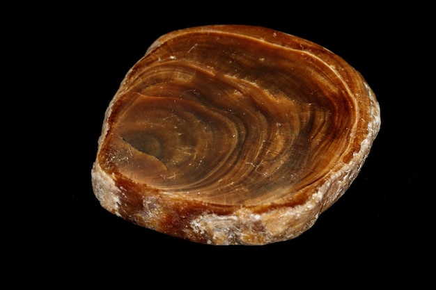 Macro Onyx mineral stone on a black background