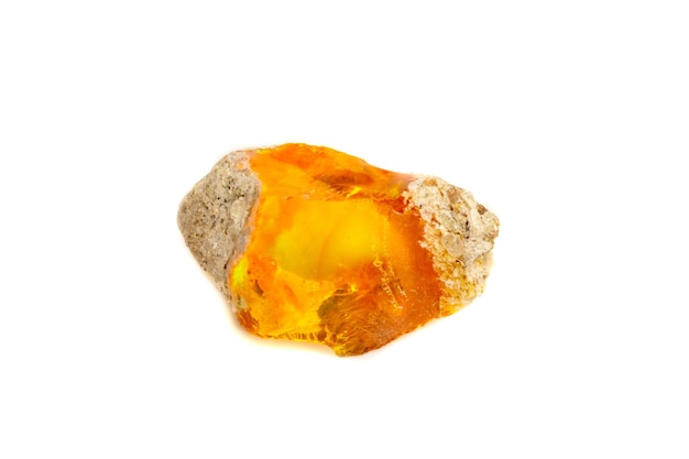 Macro Opal mineral stone in rock on white background